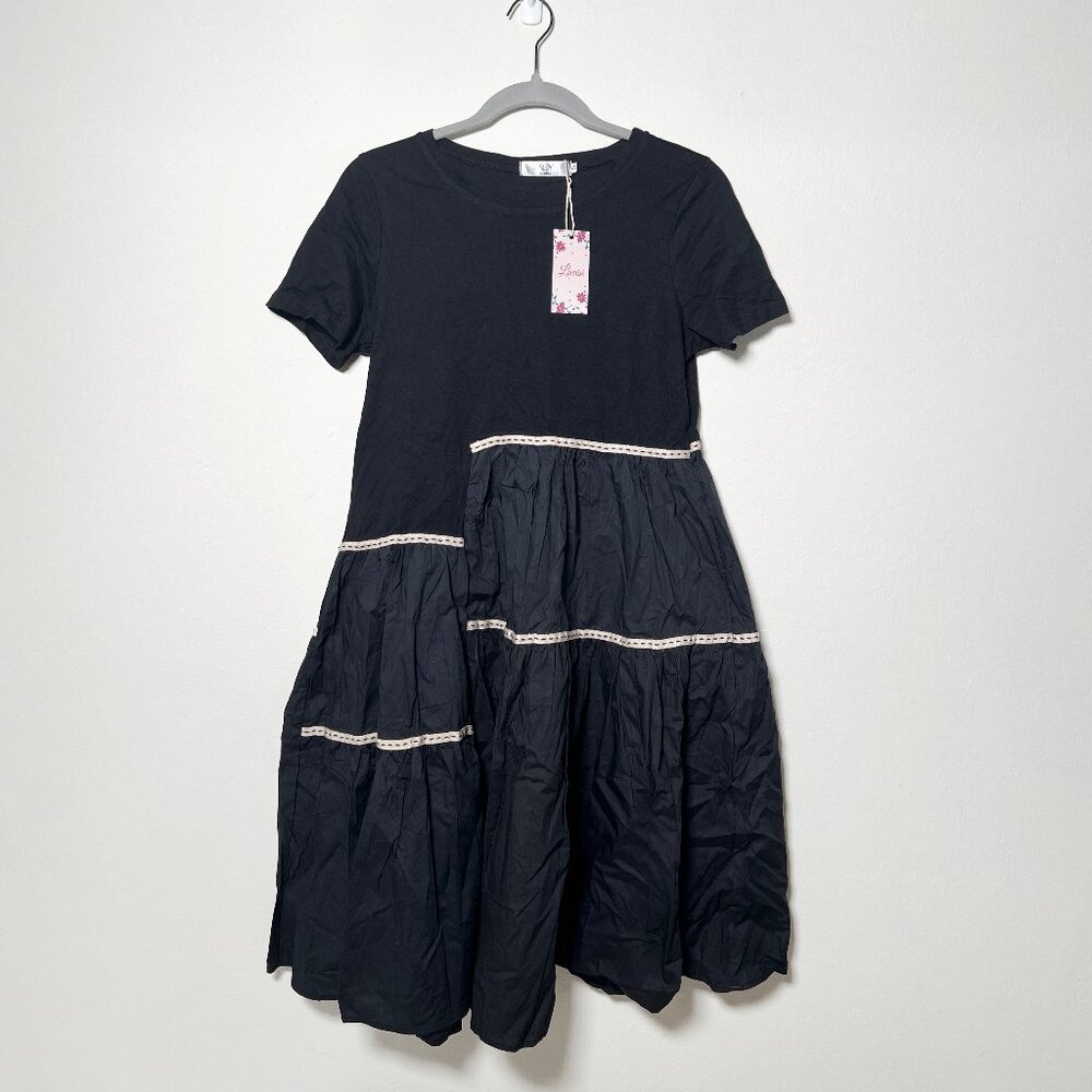 NWT Liwisi R.Y Studio Contrast Trim Short Sleeve Dress Size Small